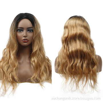 Uniky Wholesale 100% Human Hair None Lace Front Wigs Human Hair Ombre Wig 1B/4/27 for Black Women Body Wave Headband Wigs